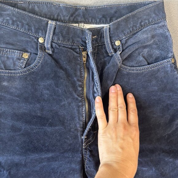 Vintage Wash & Wear W&W Dark Blue Suede Leather Pants Jeans Made Canada Mens 28 - Picture 3 of 16